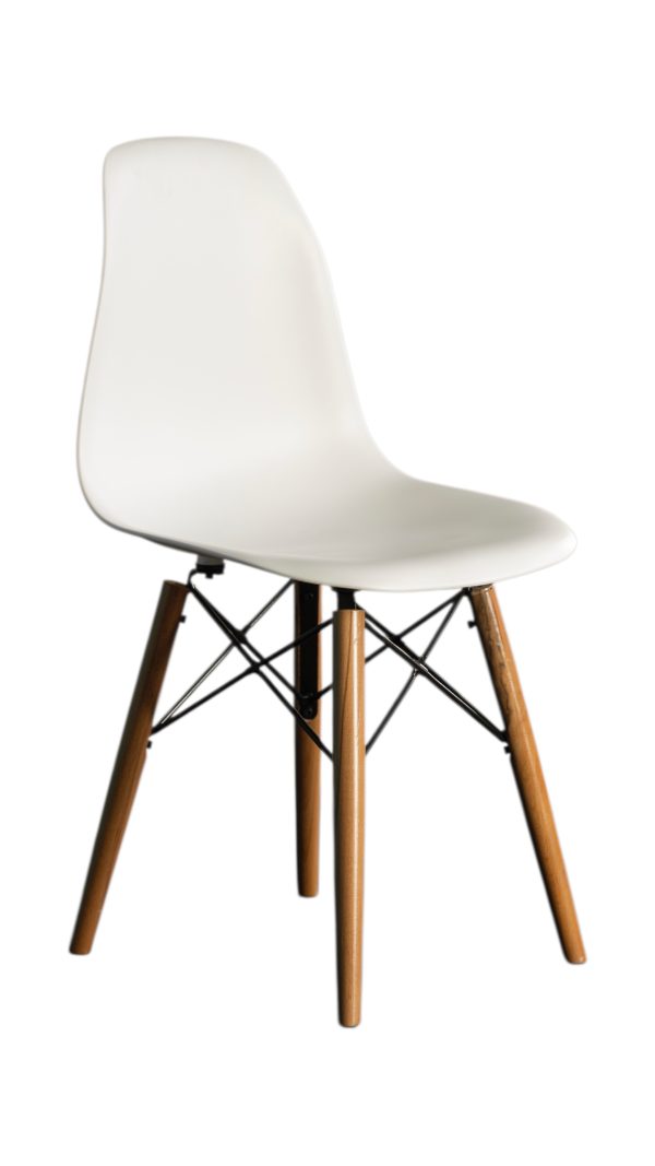 Koyu Ahşap Ayaklı Beyaz Fiberglas Sandalye 40x45x40