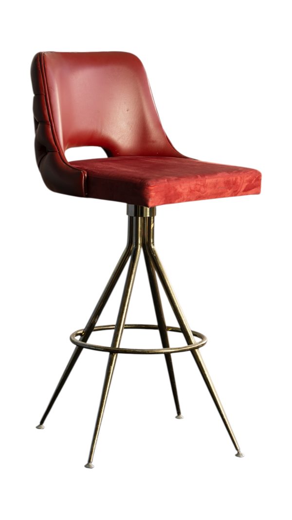 Krom Ayaklı Kırmızı Modern Bar Sandalyesi 110x50x45