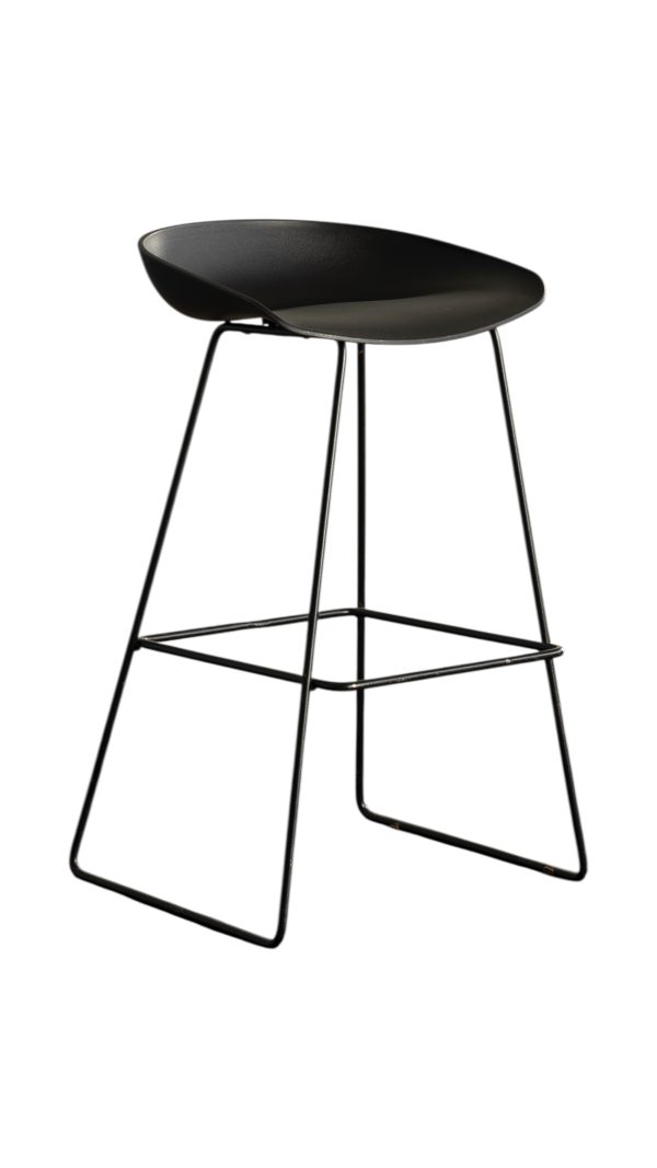 Siyah Metal Ayaklı Fiberglas Bar Taburesi 80x35x35