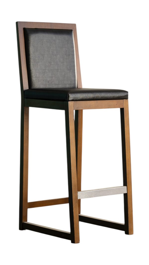 Ahşap Kahverengi Deri Bar Sandalyesi 75x40x35