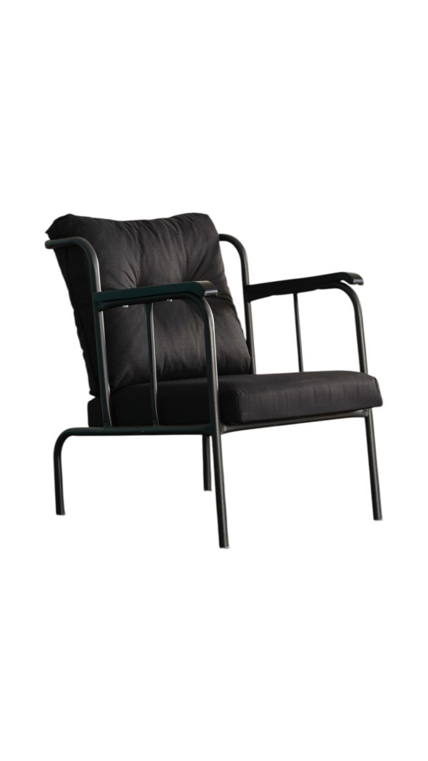 Siyah Ahşap Kollu Metal Tekli Koltuk 40x45x45