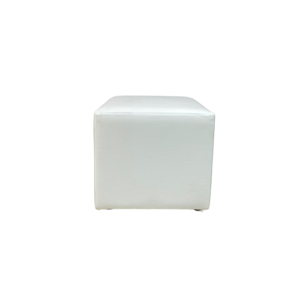 Beyaz Deri Kare Puf 40x40x40 - Görsel 2