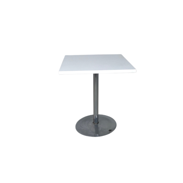 Krom Ayaklı Beyaz Kare Ahşap Masa 77x70x70