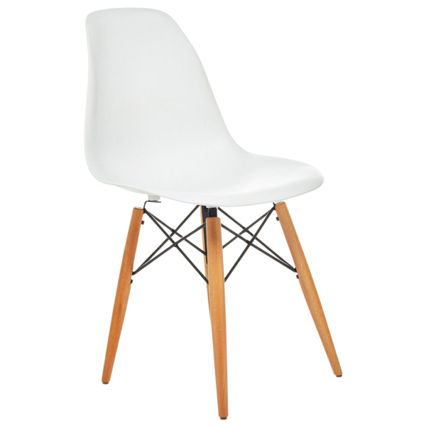 Ahşap Ayaklı Beyaz Fiberglas Sandalye 45x40x45