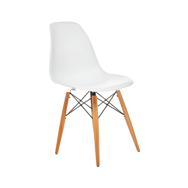Ahşap Ayaklı Beyaz Fiberglas Sandalye 45x40x45