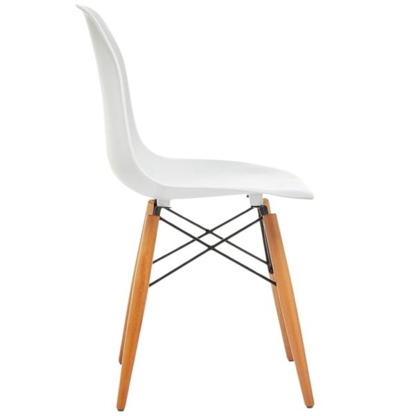 Ahşap Ayaklı Beyaz Fiberglas Sandalye 45x40x45 - Görsel 2