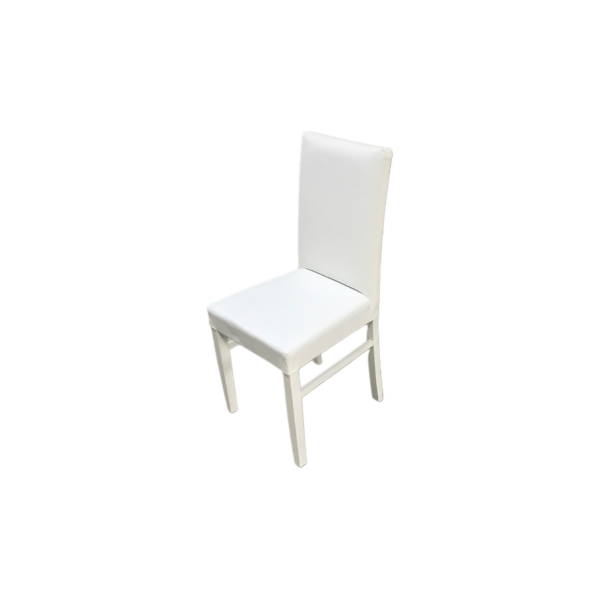 Ahşap Ayaklı Beyaz Deri Sandalye 45x40x40 - Görsel 3