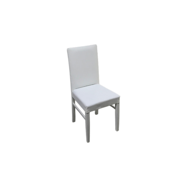 Ahşap Ayaklı Beyaz Deri Sandalye 45x40x40 - Görsel 2