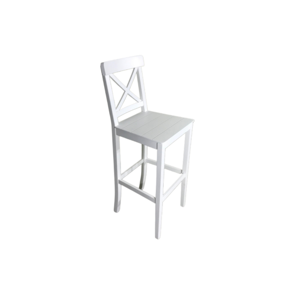 Ahşap Beyaz Bar Sandalyesi 75x40x40 cm - Görsel 2