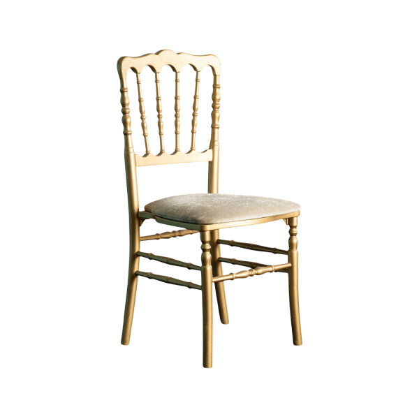 Ahşap Gold Minderli Napolyon Sandalye 43x40x40