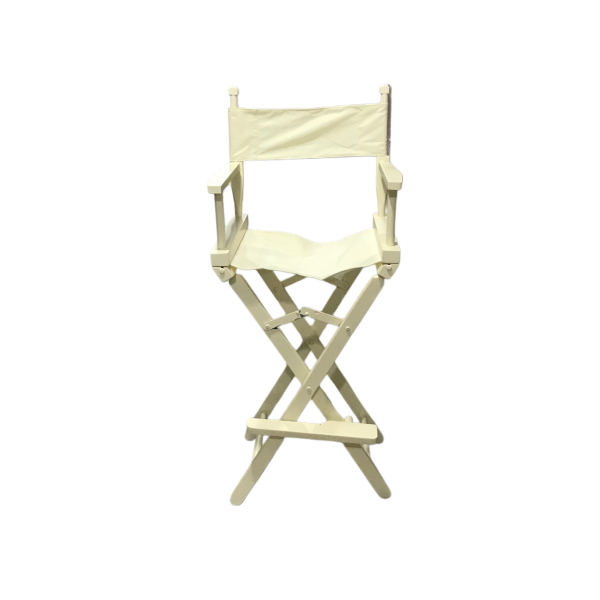 Rejisör Lüks Katlanır Ahşap Krem Sandalye 77x44x39