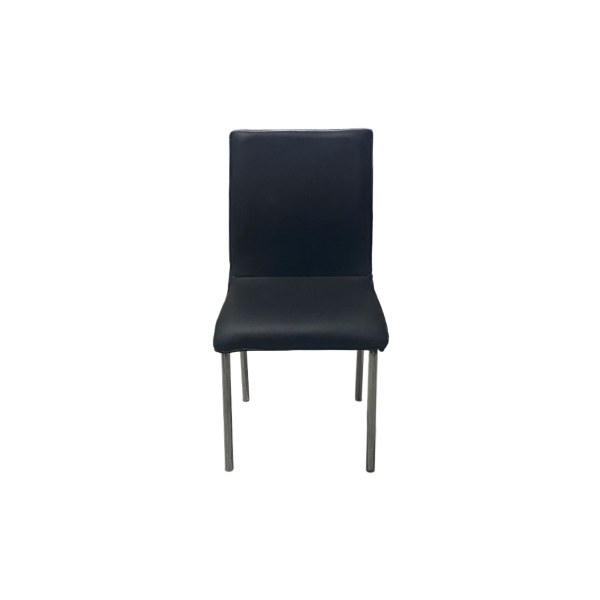 Krom Ayaklı Siyah Deri Sandalye 45x40x40