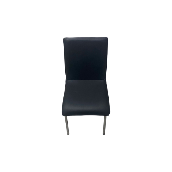 Krom Ayaklı Siyah Deri Sandalye 45x40x40 - Görsel 2