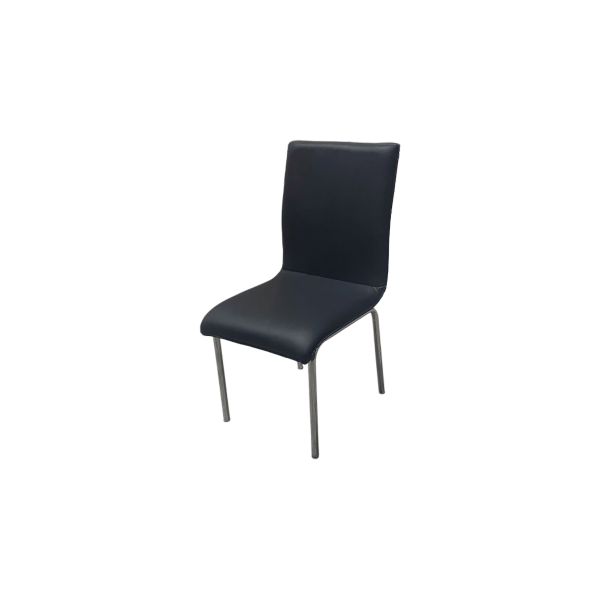 Krom Ayaklı Siyah Deri Sandalye 45x40x40 - Görsel 3