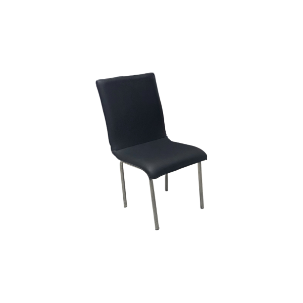 Krom Ayaklı Siyah Deri Sandalye 45x40x40 - Görsel 4